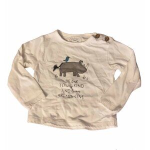 Mudpie Baby Girl 3-6 Months Shirt Long Sleeve Be Kind To Every Kind Elephant Top